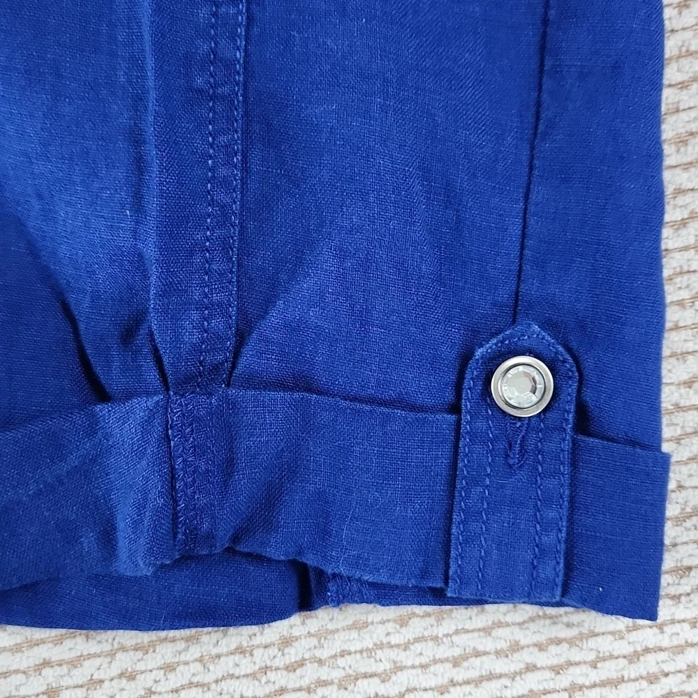 Blue Cropped Pants with Drawstring, INC, Size 6